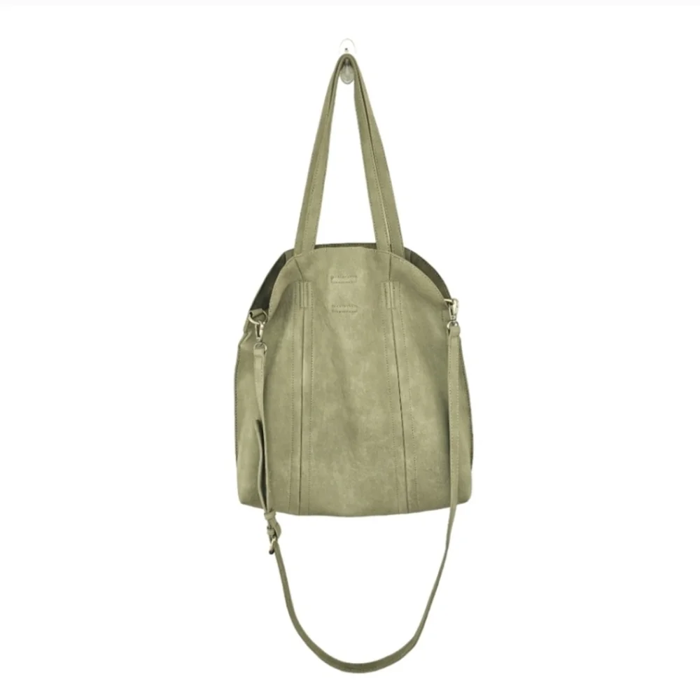 ANTIK KRAFT FAITH VEGAN LEATHER TOTE BAG IN GREEN W/REMOVABLE INSIDE PURSE